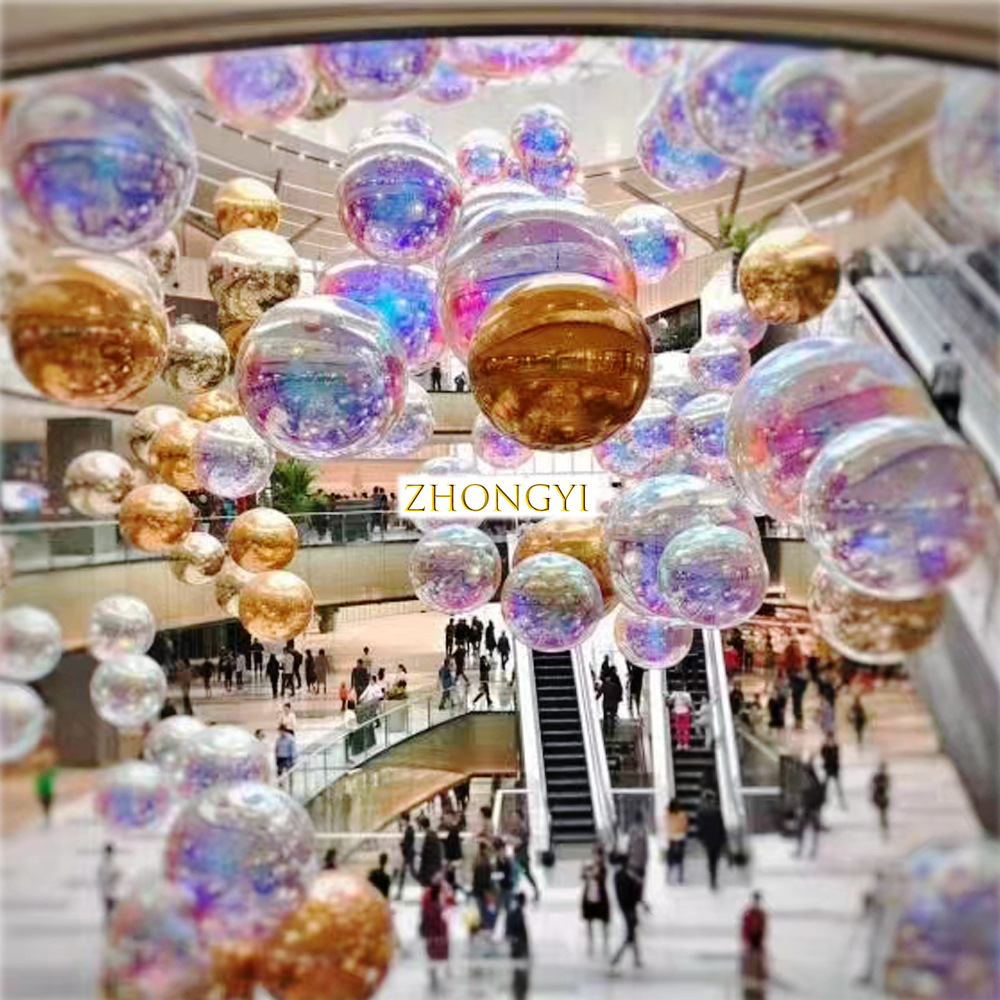 充气镜面球镭射反光球商场酒店KT步行街公园假日活动充气气模厂家