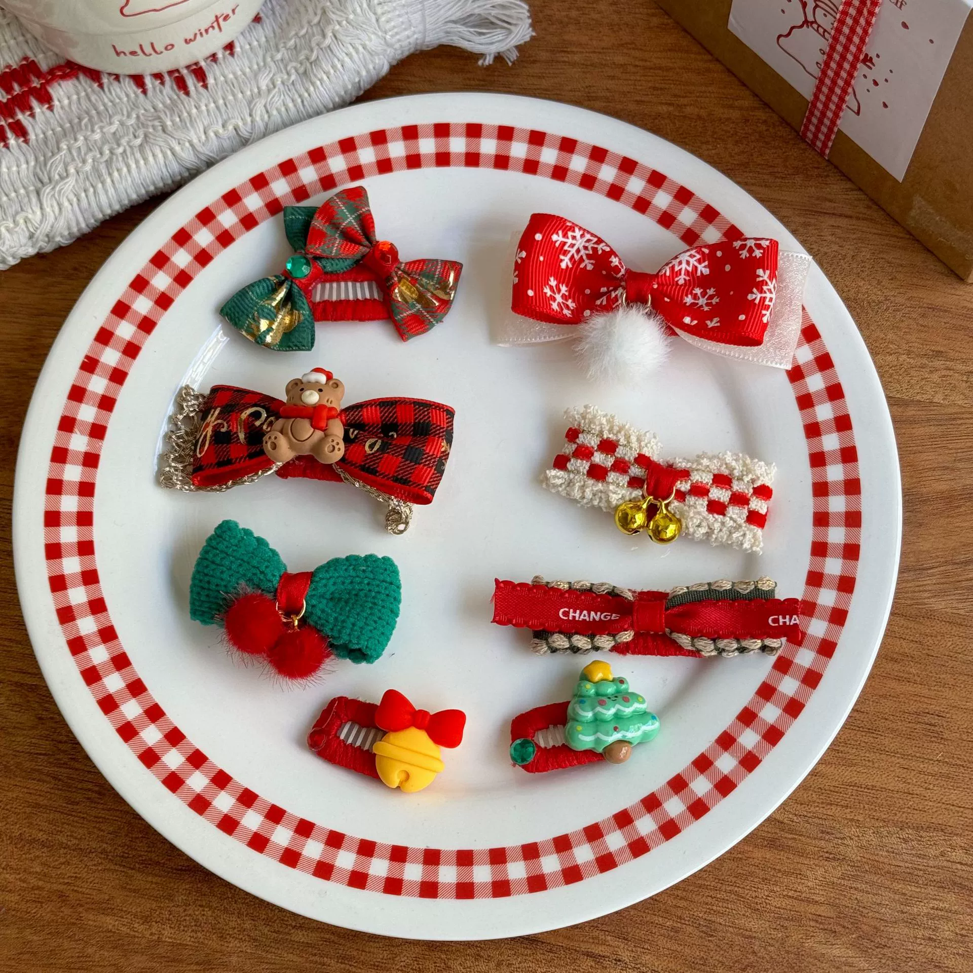 Рождество и Новый год, сломанные волосы, зажим для домашних животных, заколка для волос с бантом, аксессуары, головной убор для кошки, йоркширский мальтийский бишон, фризе