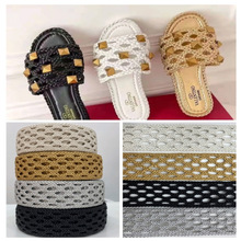 钻石孔机器编织PU鞋面面料鞋面半成品网布加工编织多色可选凉鞋面