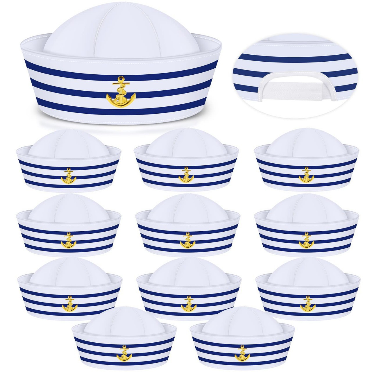 Cross-border Amazon wholesale blue striped navy autumn and winter hats, men's octagonal berets, women's Japanese sailor hats