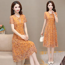 品牌真丝连衣裙2025年夏季韩版女装时尚小个子桑蚕丝中年妈妈裙子