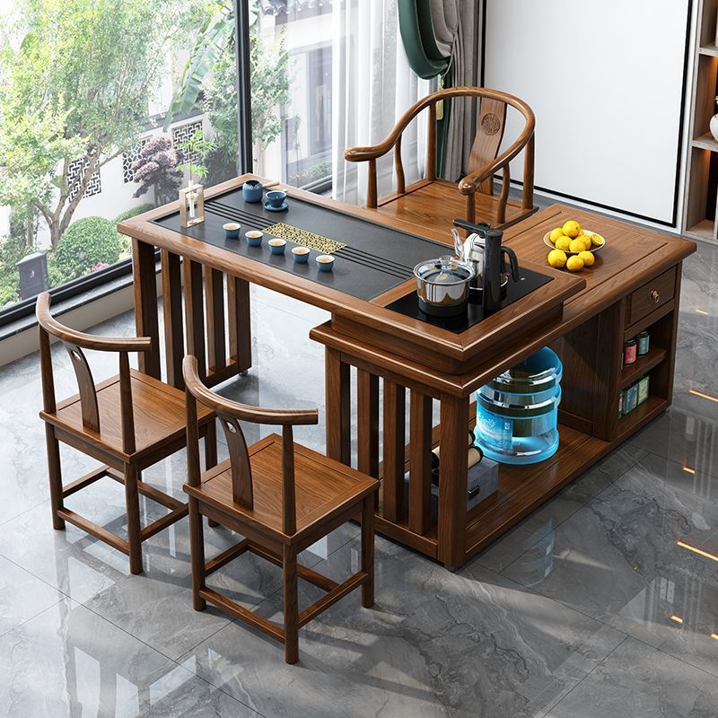 Balcony Rotating Tea Table Balcony Tea Table and Chair Combination Tea Table Household New Chinese Style Multi-Functional Small Tea Table 360 Rotation