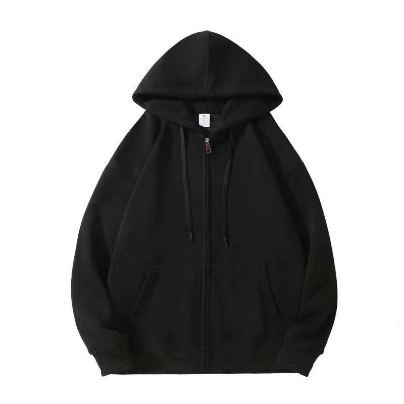 Unisex Loose Hooded Sweatshirt Jacket Solid Colour Autumn Winter_voghion.com