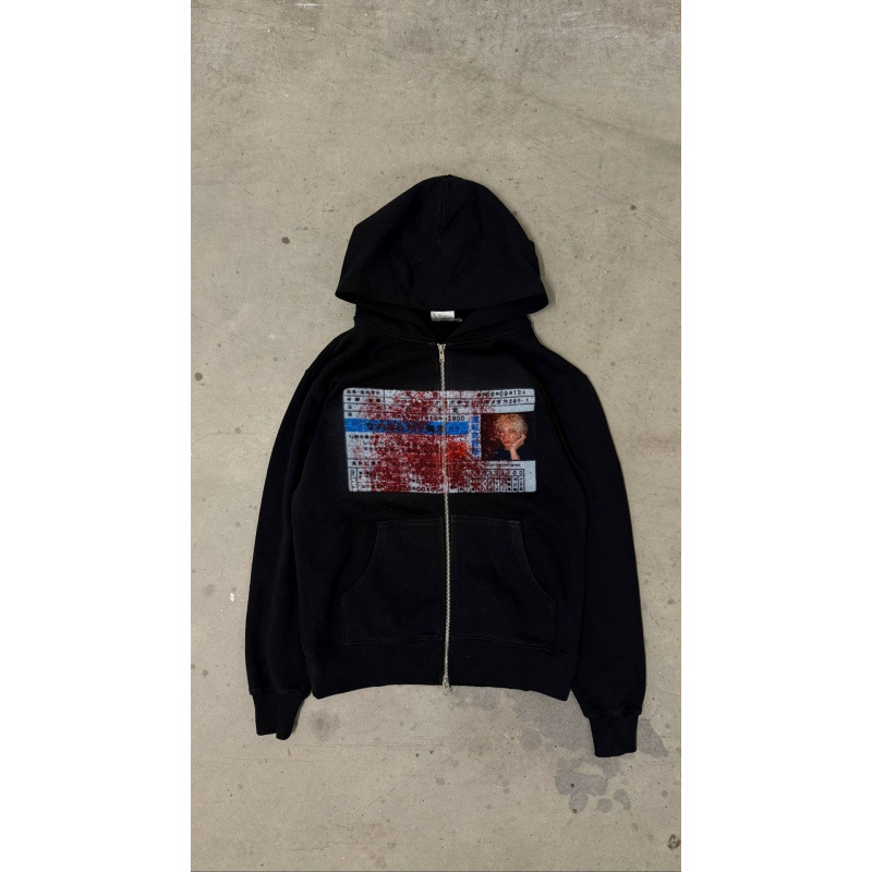 Abbigliamento da uomo europeo e americano all'ingrosso personalizzato stampato felpa con cerniera pullover a maniche lunghe felpa con cappuccio giacca retrò tendenza di strada_voghion.com