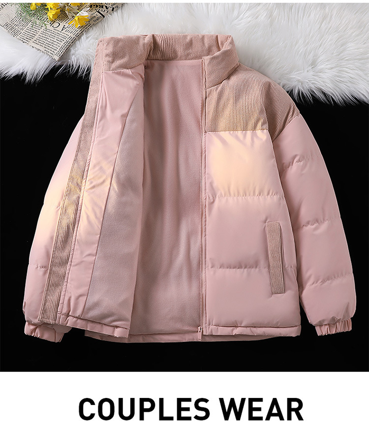 Padded Clothes Men's And Women's Corduroy Padded Clothes Thickened Padded Jackets Loose Stand-up Collar Couple Jackets_viptrois.com