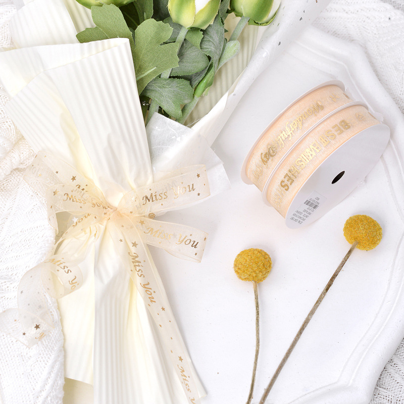 Cintas personalizadas para dibujos de muestra impresión LOGO texto florista ramo de flores regalo embalaje decoración cintas personalizadas