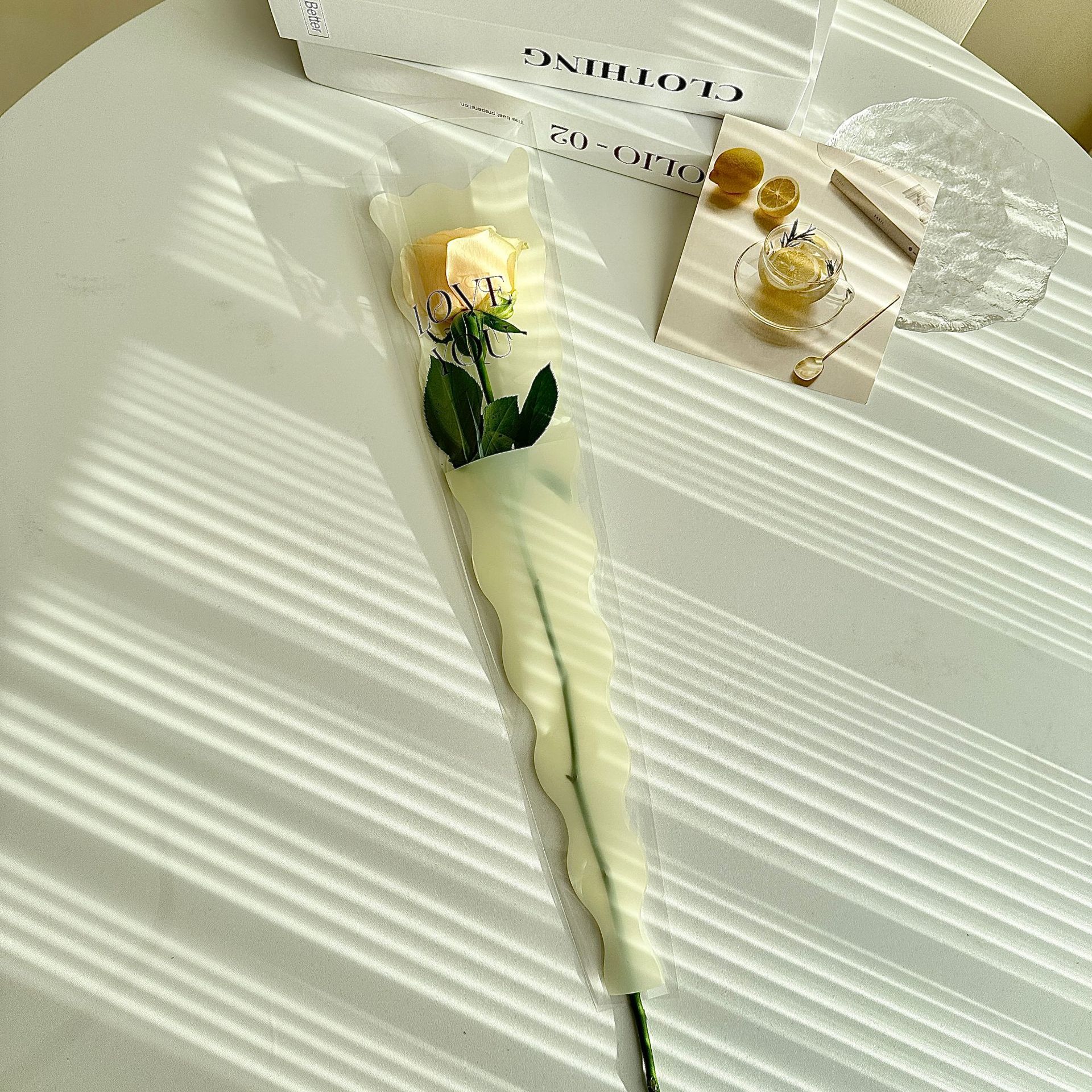 Nueva sirena ondulación del agua sola flor bolsa de embalaje Rosa embalaje OPP escalera bolsa floral material