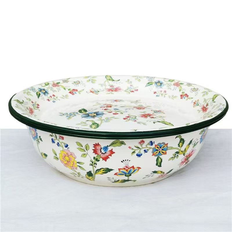 Extra-Thick Enamel Tea Tray, Large Household Fruit Plate, Vegetable Plate, Dough Bowl, Vegetable Washing and Mixing Basin