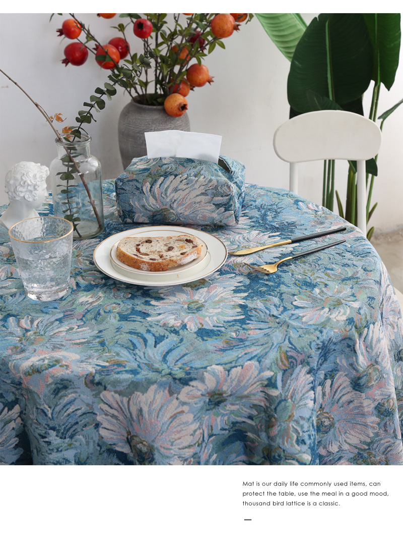 Schöne Elemente American Fresh rechteckige Tischdecke Jacquard Retro grün Stoff Tischdecke Abdeckung_voghion.com