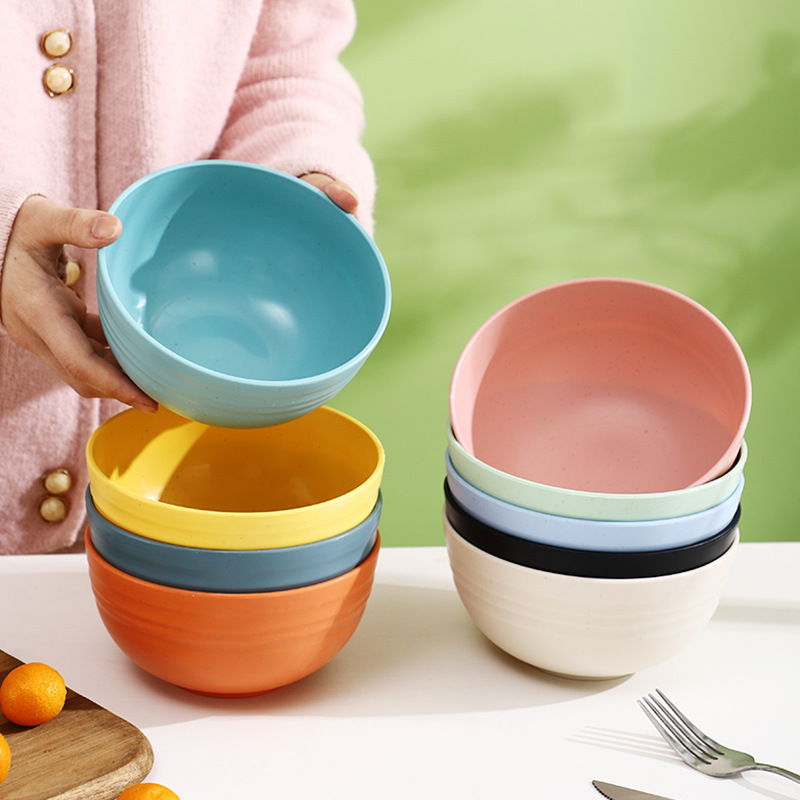 Tazón de arroz de paja de trigo 15cm simple gran tazón doméstico dormitorio de estudiantes tazón de fideos tazón de caída para niños