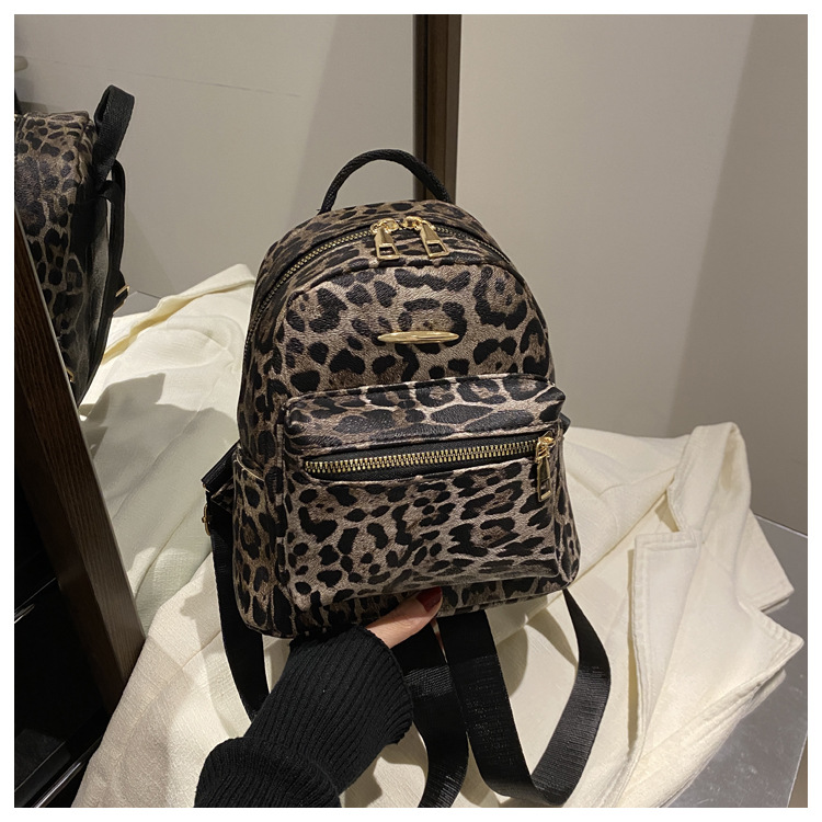 487g Weight Polyester Lining Material Sewing Thread Fashion Element Zipper Closure Type Double Shoulder Straps, Top Handle Strap Type Casual, Daily, Shopping Occasion Pu Leather Material Women's Backpack Backpack Leopard Pattern All Seasons Season Women's Gender Classic Style Style Shell Shape Leopard Casual Daily Shopping Women's Backpack 13