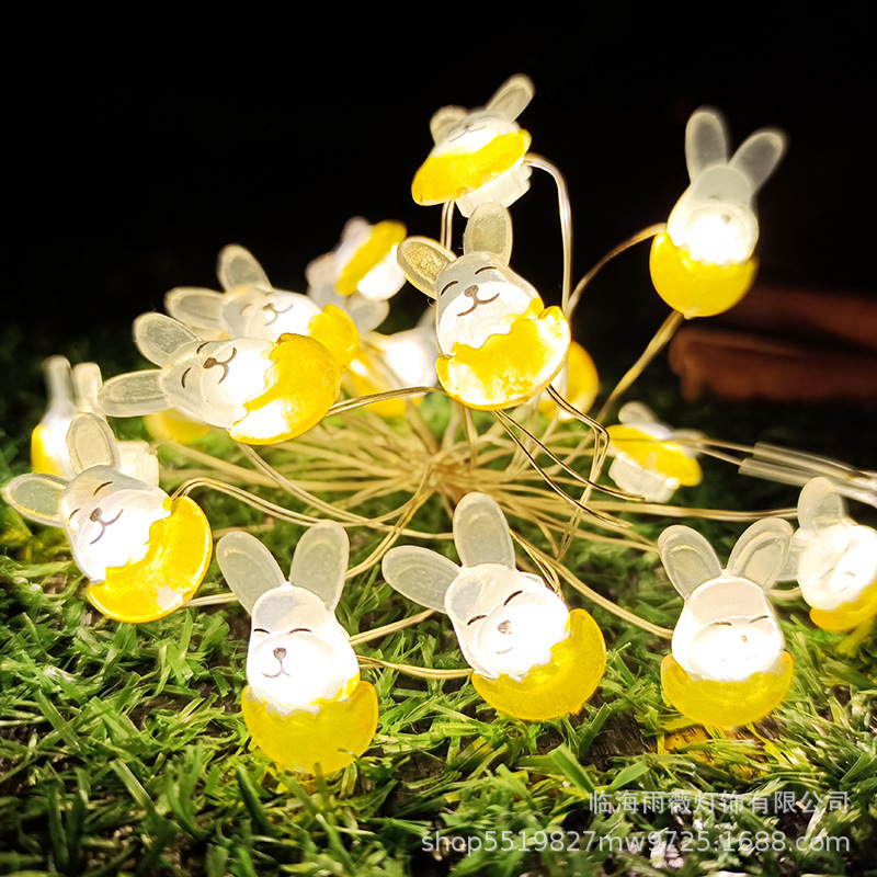 Zanahoria Conejo Cadena de luz Pascua LED de alambre de cobre Cadena de luz colorida forma de huevo luces de cadena vacaciones decorativas luces de colores transfronterizas