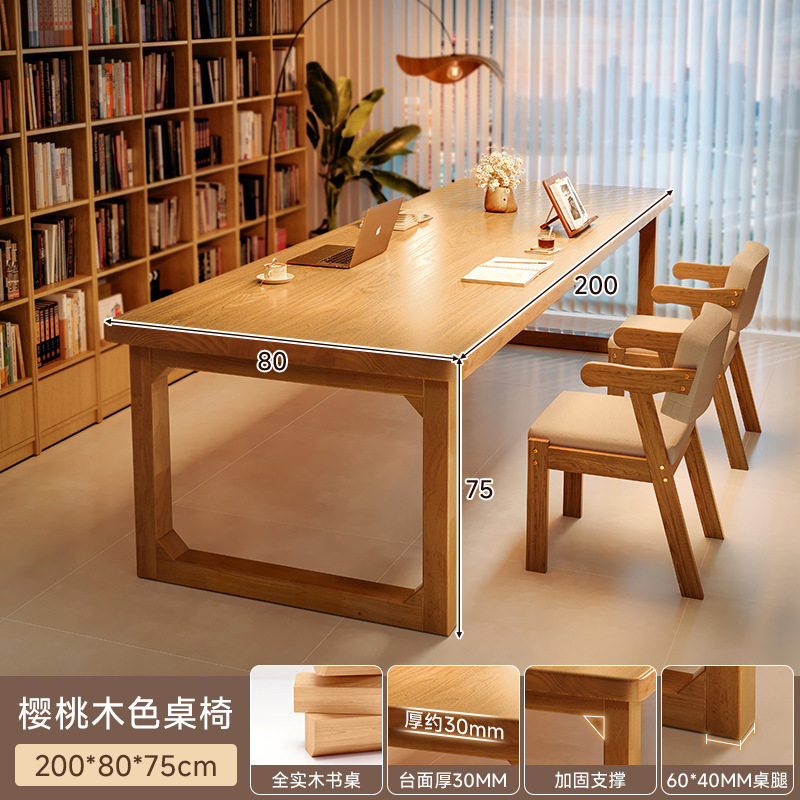 Toda la sala de estar de madera maciza, escritorio largo, escritorio de lectura y estudio, escritorio doble para el hogar, mesa de trabajo para la sala de estar