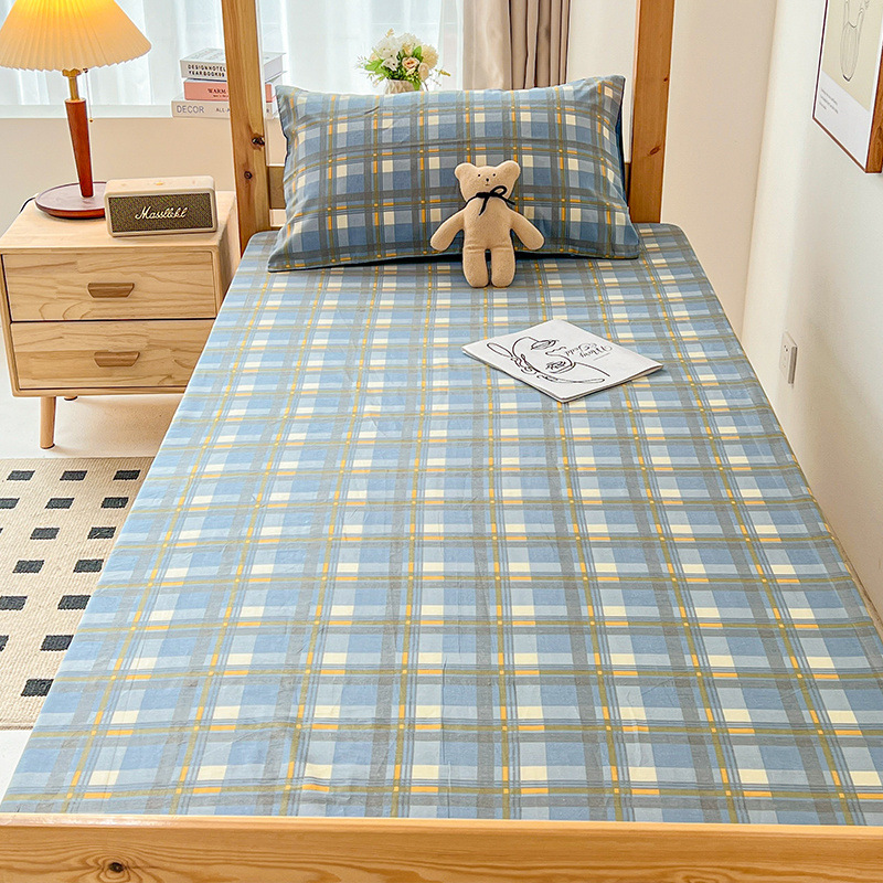 Juego de Sábanas de Algodón para Dormitorio Estudiantil, Protector de Colchón de Algodón Puro Nuevo 2024, Juego de Tres Piezas, Cubrecama