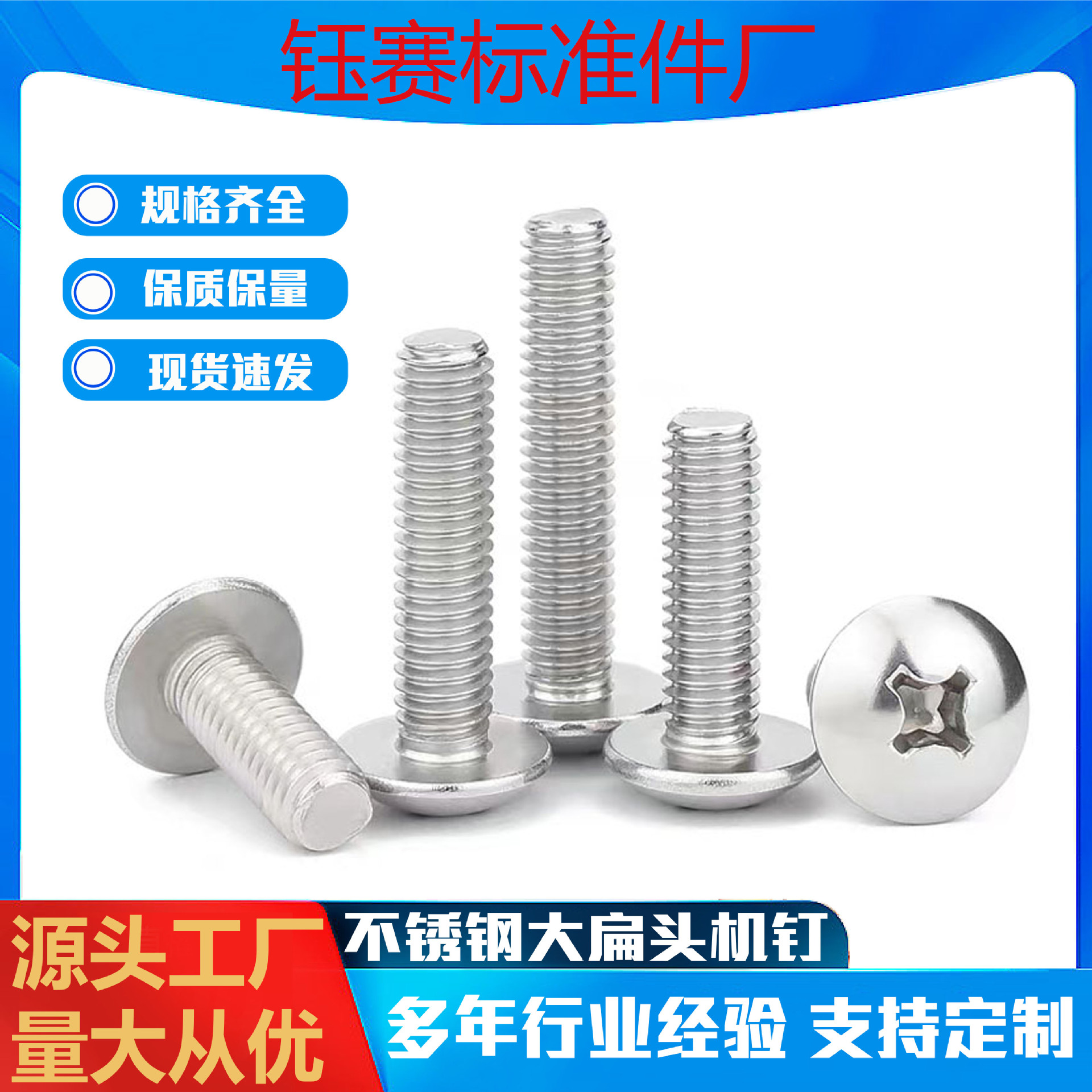 201不锈钢大扁头机钉 十字大扁头螺丝 大帽伞头蘑菇头机螺钉M3-M6