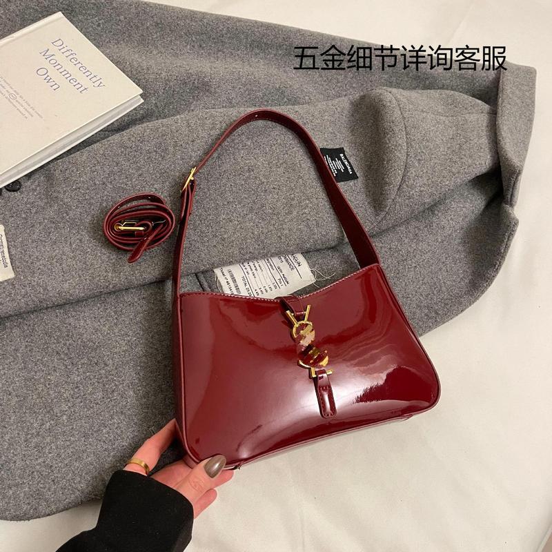 跨境爆款代发油蜡皮腋下包春季新款时尚漆皮单肩包潮百搭手提女包|undefined