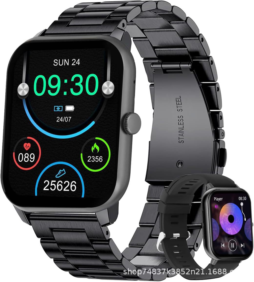 3개의 솔리드 스틸 스트랩 블랙 + 실리콘 스트랩