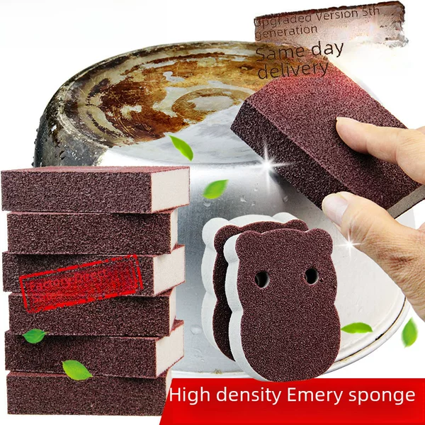 Emery Sponge Wipe Kitchen Dishwashing Pan Brush Derusting Grinding Sponge Block Household Cleaning Brush Brush Pan Artifact