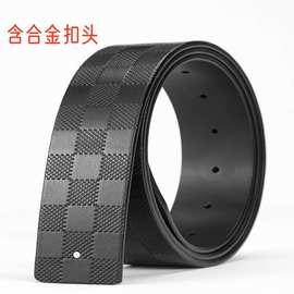 男士皮带条纯牛皮格子真皮不带头h扣无头z腰带打孔裤带厂家直销