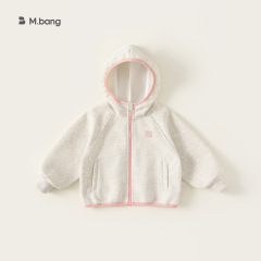 邦选童装2025秋款新品女宝宝上衣撞色包边连帽衣服儿童卫衣外套