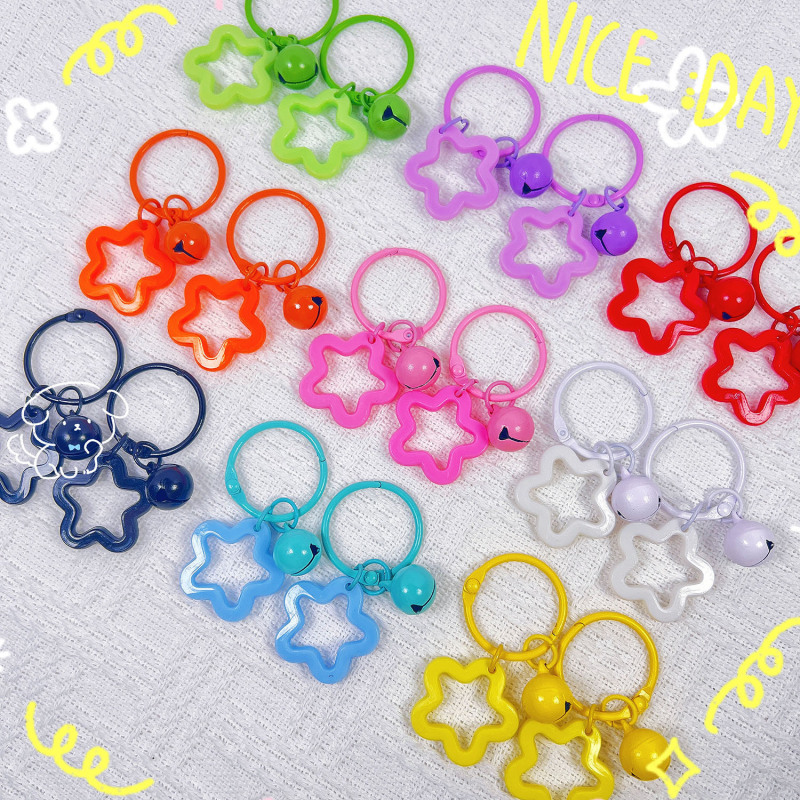 カラフルなアクリルスターキーホルダーリングかわいいベルスタースクールバッグロックバックルペンダントアクセサリーアクセサリー|undefined
