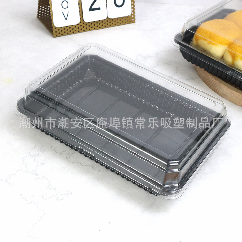 Paquete de comida rectangular de pastel de ensalada, pastel de pollo nativo anti-neblame espeso horneado, caja de embalaje desechable de punto oeste