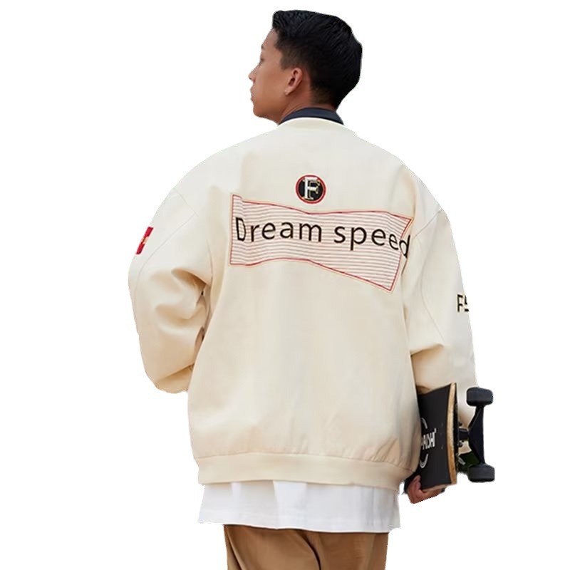 Chaqueta de la escuela oldschool de la marca de moda para hombres, estilo de Hong Kong de otoño, moda hermosa, parche informal suelto, uniforme de béisbol de gran tamaño