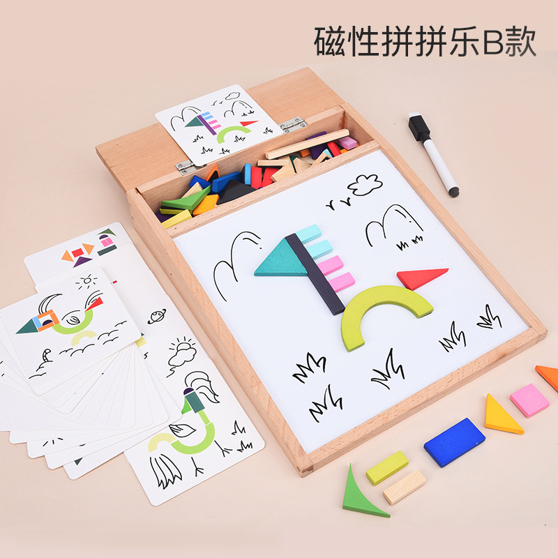 Juego de tablero de dibujo magnético de doble cara para niños soporte caballete bebé graffiti dibujo tablero de escritura Pino madera al por mayor