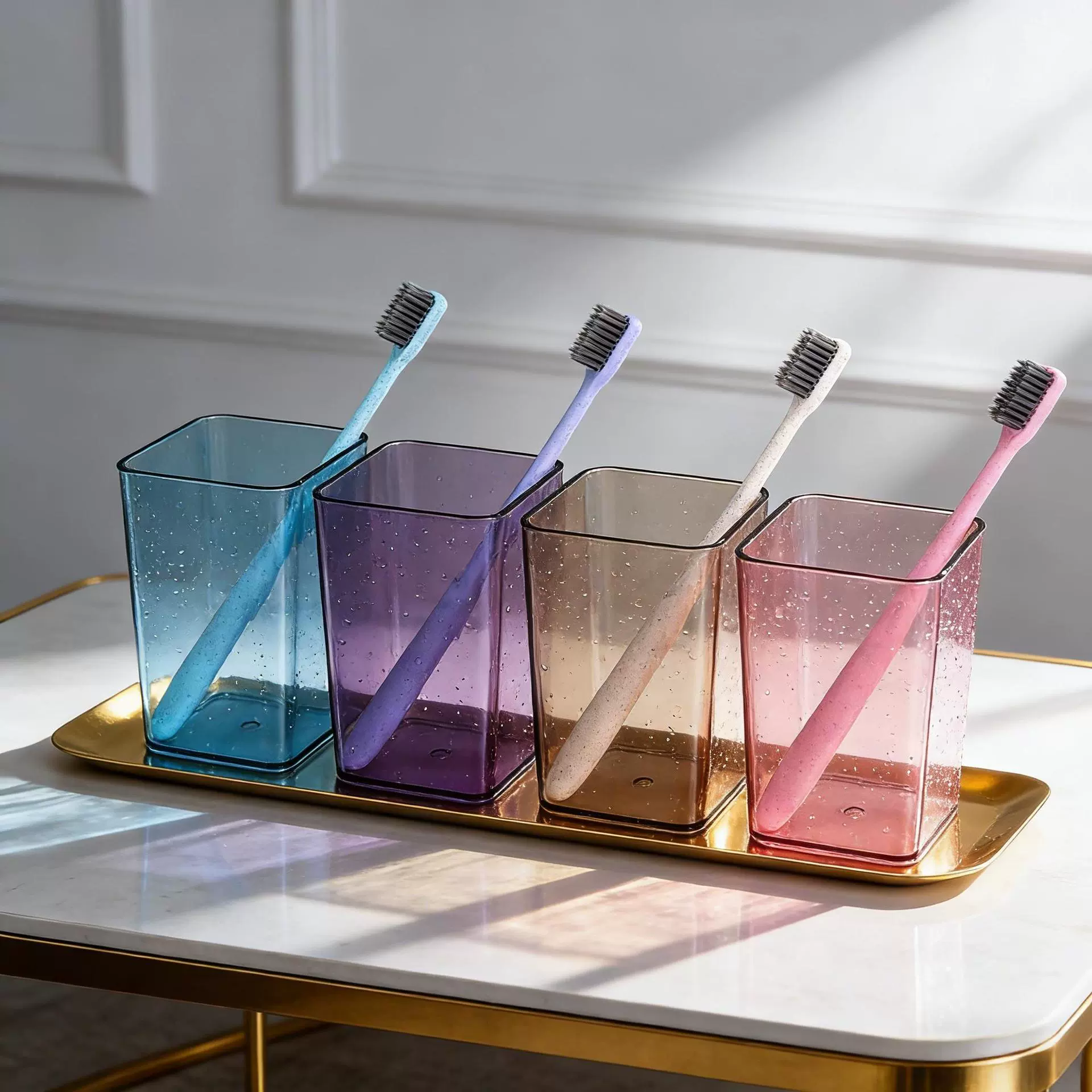 Скандинавский стакан для зубных щеток, квадратный, креативный, простой, прозрачный стакан, пластиковый стакан для ополаскивателя для рта, для использования в отелях и дома, многофункциональный стакан для чистки зубов