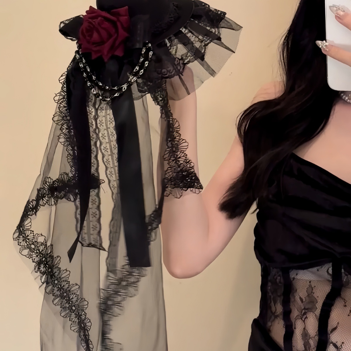 Small Top Hat, Lolita Headpiece, Veil, Tea Party, Wedding Dress, Travel Photography, Hat, Hairpin, Headpiece, Halloween Dark Hat