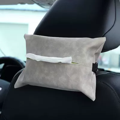 Car-Mounted Tissue Box, Creative Hanging Design for Car Sun Visor, Tissue Holder for Car Interior Decoration, Complete Collection of Car Accessories, Factory Wholesale (Car tissue box/set) - gray-car-tissue-box