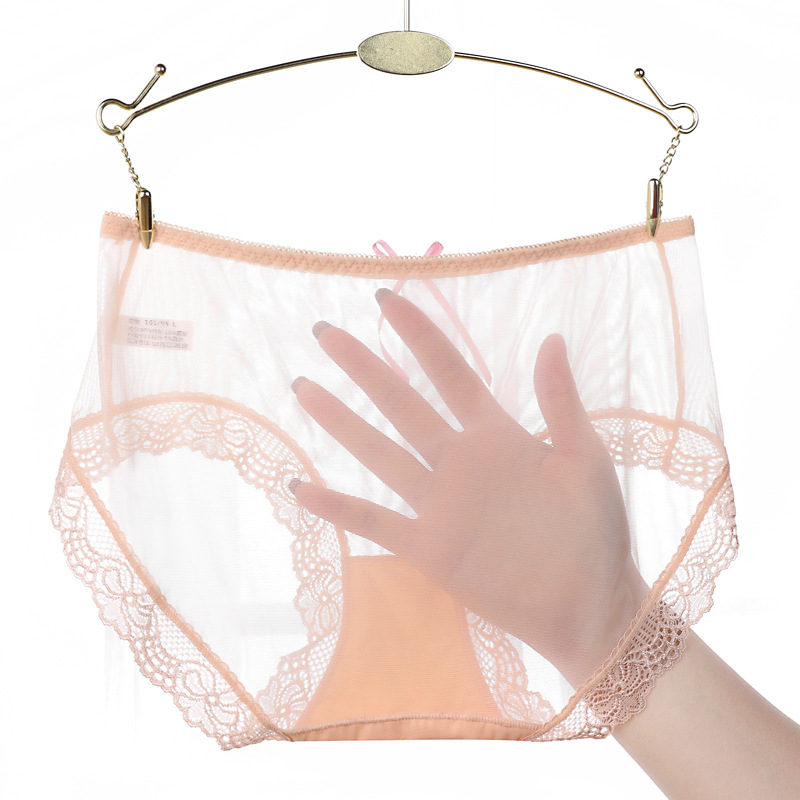 Algodón transparente sin marcas, calzoncillos de dama sexy, malla de encaje transpirable y fresco, calzoncillos de cintura baja.