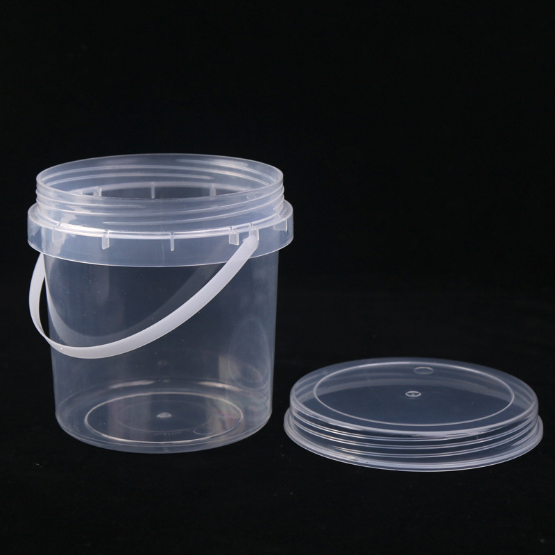 Brand New PP Threaded 1L Food Storage Round Plastic Bucket Chemical Powder Agent White Wide Mouth Round Bucket 1000ml