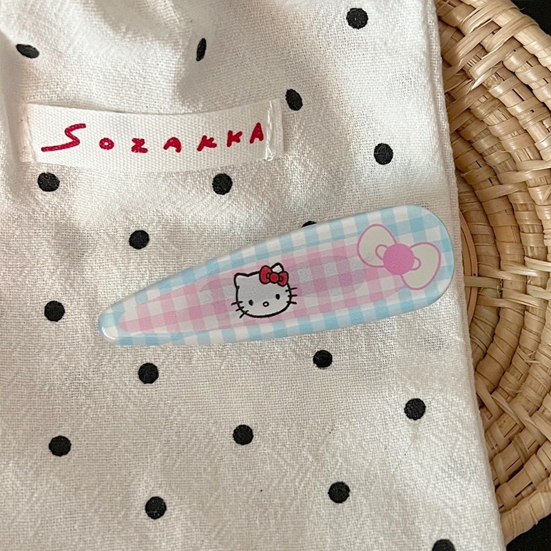 新款卡通发夹奶油甜妹风侧边刘海碎发夹可爱甜美少女心格纹发卡|undefined