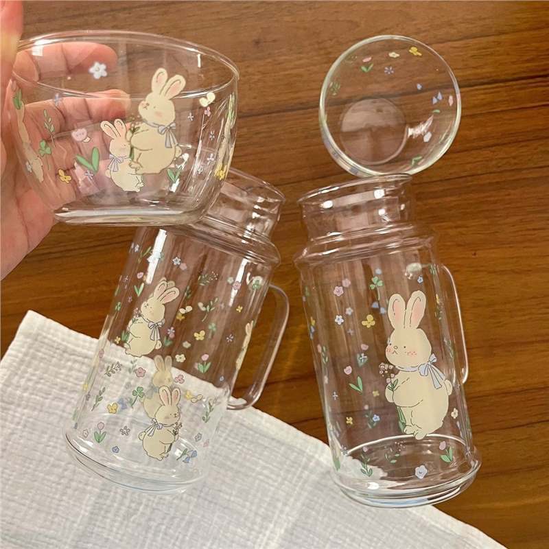 兔兔玻璃杯大容量耐高温喝水杯子高颜值宿舍用家用带手柄1L饮水壶|undefined
