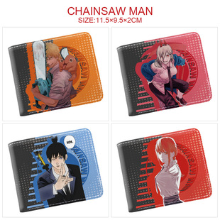 Chainsaw Man Animation Peripheral Digital Print Coin Purse Men's and Women's Portable Large Capacity Full Color Folding Leather Wallet