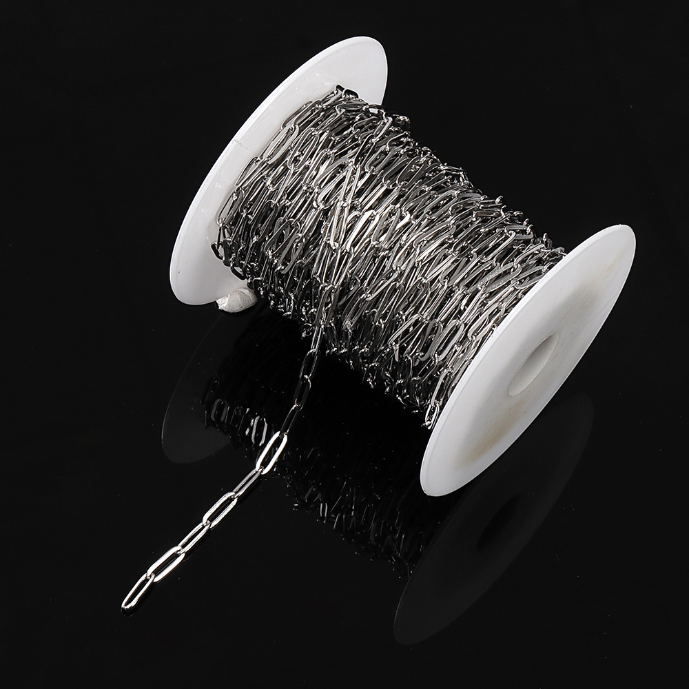 Color Resistant Stainless Steel 18k Gold Electroplated Cross Chain O-shaped Oval Long Frame Chain DIY Necklace Bracelet Jewelry Accessories