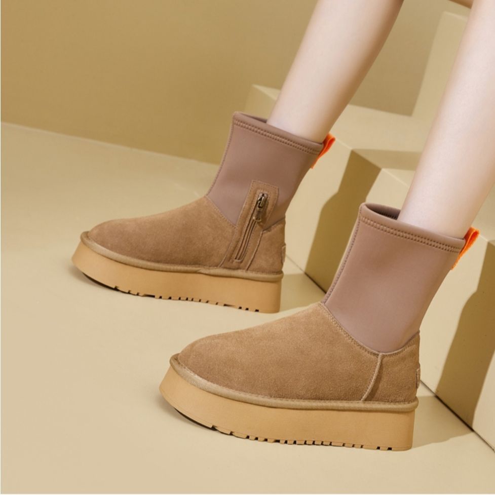 Botas de nieve para mujeres otoño y invierno 2024 nueva moda simple en una sola calentamiento anti-deslizante zapatos de algodón casuales