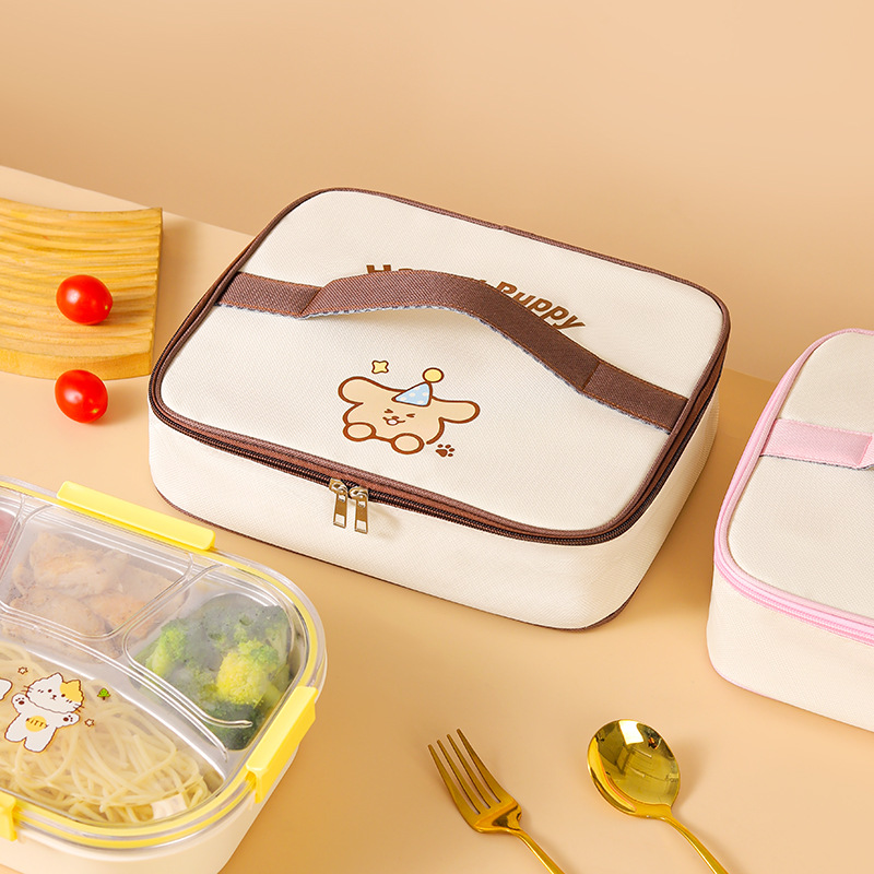 Bolsa aislante portátil simple de dibujos animados, bolsa bento cuadrada, bolsa de almuerzo para ir al trabajo y a la escuela, bolsa de almuerzo, bolsa de lonchera grande