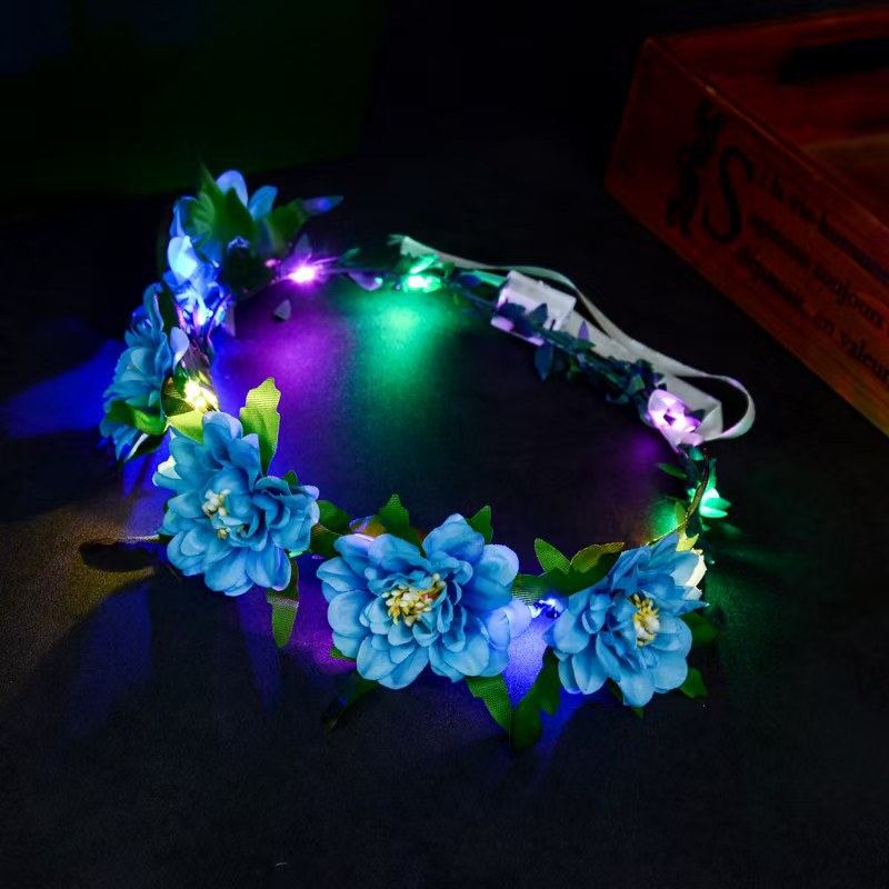 Peony wreath blue + colorful light