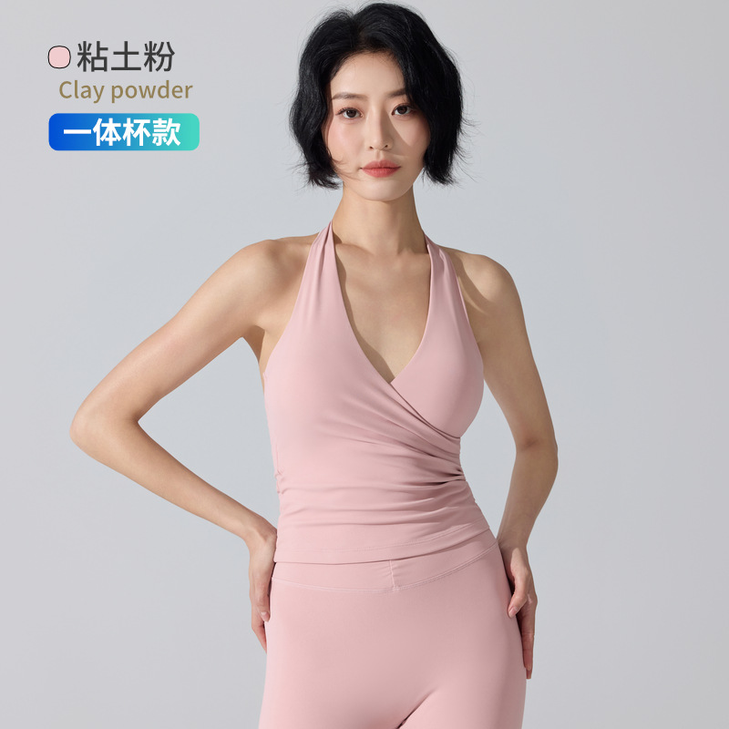 Antibacterianos transfronterizos belleza de espalda ropa interior deportiva cuello colgante cruzado sujetador reúnido chaleco de cabina de fitness chaleco de yoga superior mujer image 15