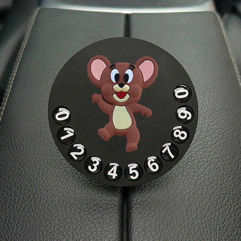 Tarjeta de estacionamiento temporal de dibujos animados de automóvil, matrícula de desplazamiento de automóvil privado de alta calidad creativa y linda, número de teléfono de automóvil móvil