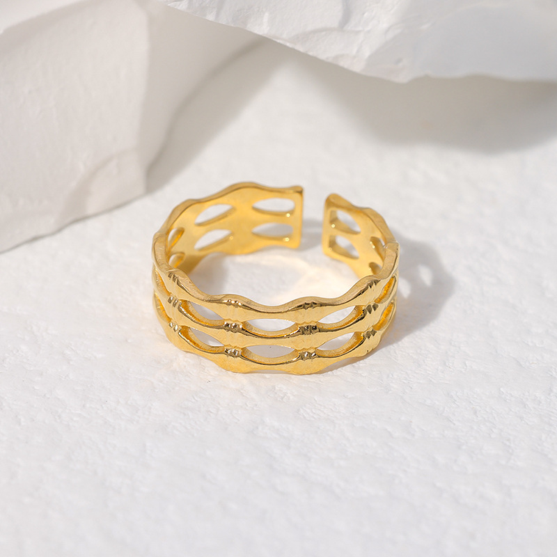 Fashion Solid Color Stainless Steel Plating Hollow Out Open Ring 1 Piece