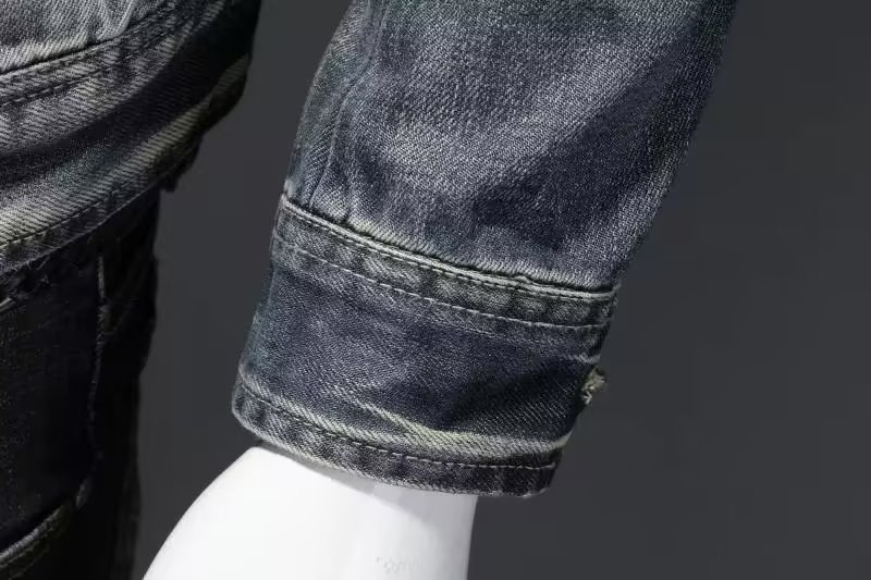 Veste en jean tendance pour homme, style rétro décontracté européen et américain, grandes tailles, col montant, fermeture éclair, idéale pour le cyclisme et la moto_voghion.com