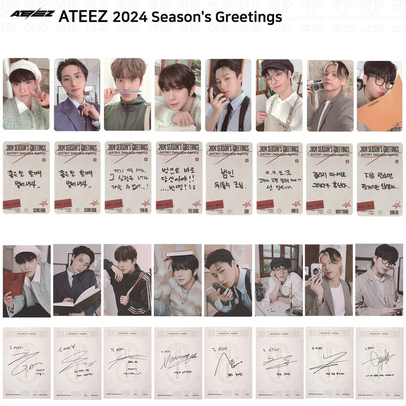 Комбинация Ateez Сезонные Приветствия 2024 Фотокарта периферийная карта Посткард