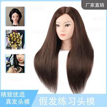 头模练习美发公仔头可烫卷真发编发盘发假人头公仔头理发店教习头