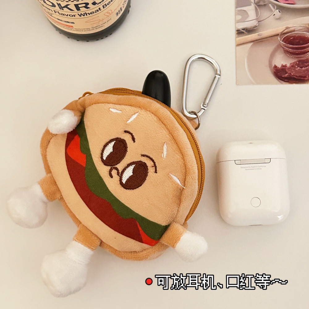 Muñecas creativas lindas hamburguesas bolsas de cambio colgantes muñecas auriculares joyas bolsas mochila pequeña joyas colgantes
