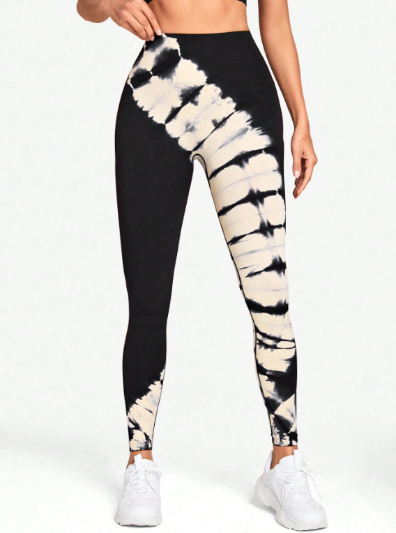 Versión gruesa talla S 200g + sin costuras pantalones de yoga de la aptitud de las mujeres Pantalones deportivos tie-dyed tie-float Hip-lifting pantalones Leggings