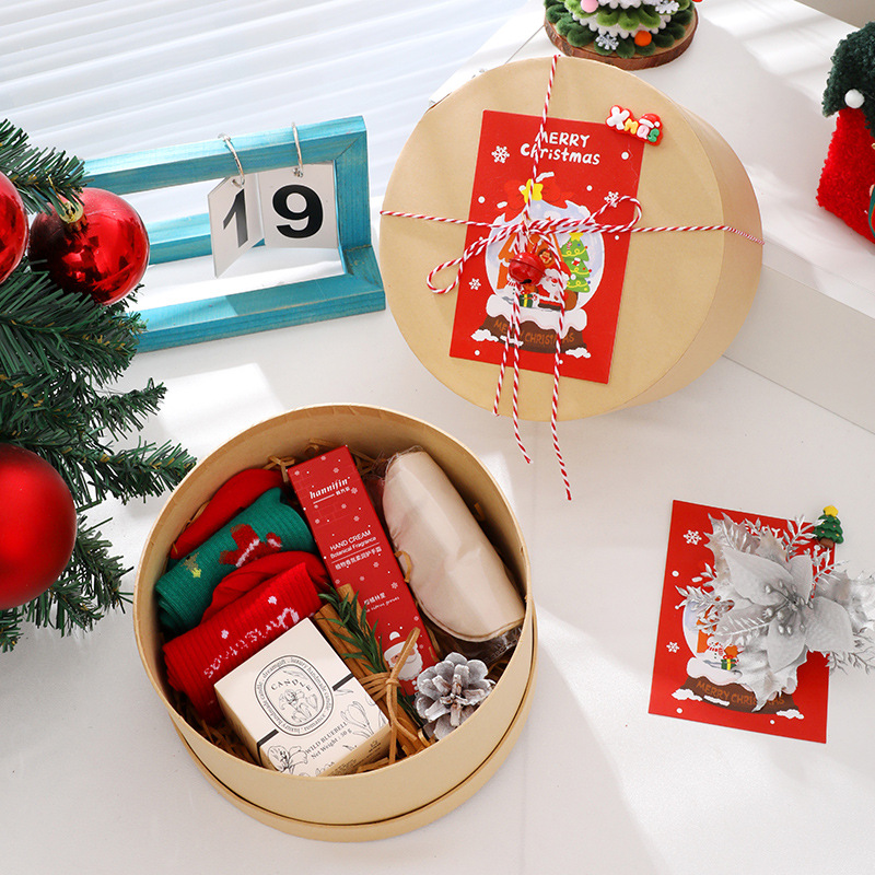 2025圣诞节圆形空盒伴手礼平安果礼盒香薰摆件礼物礼品套装