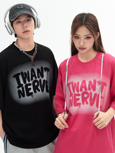 Kang Road Men's Clothing Couple Trendy Letter Print Short Sleeve T-Shirts for Men and Women Spring and Summer New Relaxed American Style T-Shirts